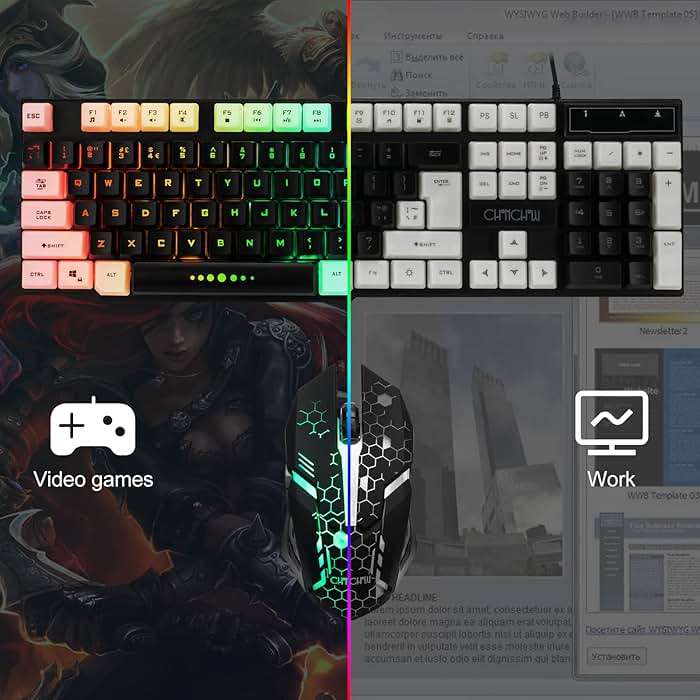 CHONCHOW Gaming Keyboard and Mouse Combo,USB Wired 104-Keys Full Size Light Up Keyboard Mic 3600DPI Rainbow Backlit Mechanical Feeling Compatible with PC Xbox Mac OS Game and Work - Image 7
