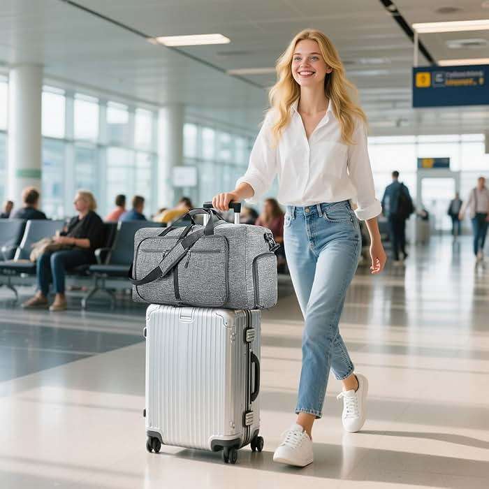 Vomgomfom 65L/85L/115L Foldable Travel Duffle Bag, Lightweight Checked Luggage with Shoe Compartment, Water-Resistant Weekender Overnight Bag for Men & Women - Image 8