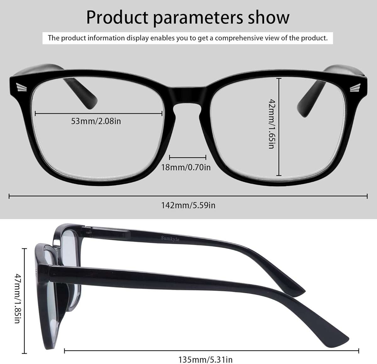 Sumkyle 3 Pack Progressive Multifocus Reading Glasses Blue Light Blocking Men Women Spring Hinges Square Computer Readers (3 Mix Color, 1.50) - Image 2