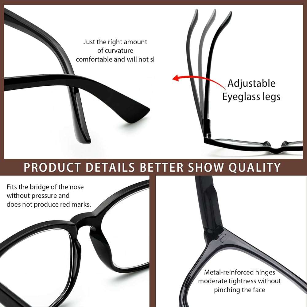 Sumkyle 3 Pack Progressive Multifocus Reading Glasses Blue Light Blocking Men Women Spring Hinges Square Computer Readers (3 Mix Color, 1.50) - Image 6