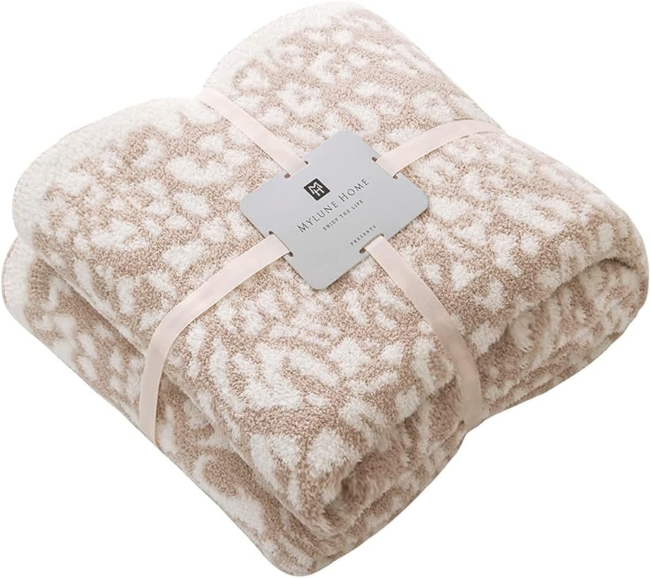 MH MYLUNE HOME Ultra Soft Leopard Throw Blanket (50x60 inches) Microfiber Blankets Plush Warm Reversible Cheetah Blanket Leopard Pattern Throw for Couch Bed Sofa - Khaki, 50"x60" - Product Image