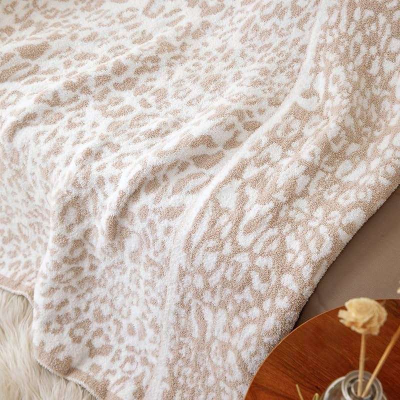 MH MYLUNE HOME Ultra Soft Leopard Throw Blanket (50x60 inches) Microfiber Blankets Plush Warm Reversible Cheetah Blanket Leopard Pattern Throw for Couch Bed Sofa - Khaki, 50"x60" - Image 6