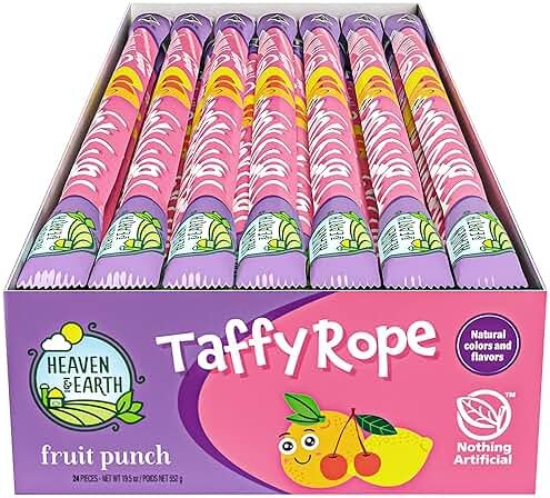 Heaven & Earth Fruit Punch Taffy Rope 19.5oz (24 Pack) | Made with Natural Colors & Flavors, No High Fructose Corn Syrup, Gluten Free, Nothing Artificial, Wonderfully Delicious! - Product Image