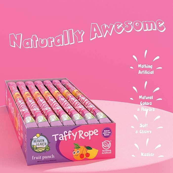 Heaven & Earth Fruit Punch Taffy Rope 19.5oz (24 Pack) | Made with Natural Colors & Flavors, No High Fructose Corn Syrup, Gluten Free, Nothing Artificial, Wonderfully Delicious! - Image 2