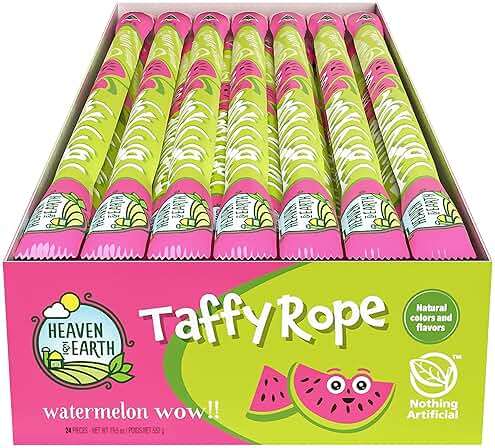 Heaven & Earth Watermelon Wow Taffy Rope 19.5oz (24 Pack) | Made with Natural Colors & Flavors, No High Fructose Corn Syrup, Gluten Free, Nothing Artificial, Kosher, Wonderfully Delicious! - Image 1