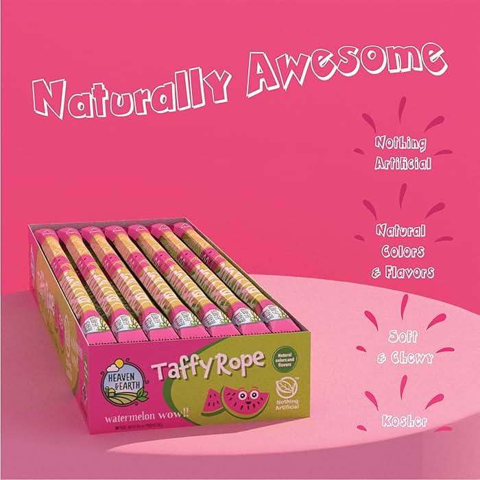 Heaven & Earth Watermelon Wow Taffy Rope 19.5oz (24 Pack) | Made with Natural Colors & Flavors, No High Fructose Corn Syrup, Gluten Free, Nothing Artificial, Kosher, Wonderfully Delicious! - Image 2
