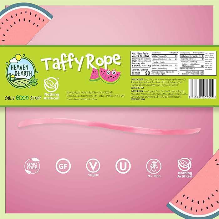 Heaven & Earth Watermelon Wow Taffy Rope 19.5oz (24 Pack) | Made with Natural Colors & Flavors, No High Fructose Corn Syrup, Gluten Free, Nothing Artificial, Kosher, Wonderfully Delicious! - Image 5