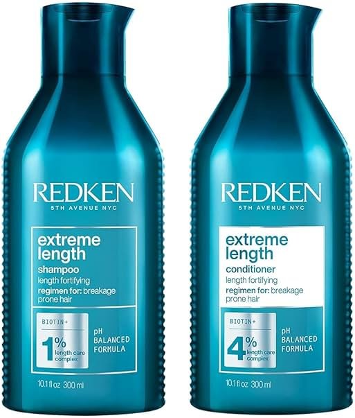 Redken Extreme Length Biotin Shampoo & Conditioner Set For Longer Hair – Promotes Healthy Hair Growth, Strengthens Damaged Hair, Prevents Hair Breakage, Infused With Biotin - Product Image