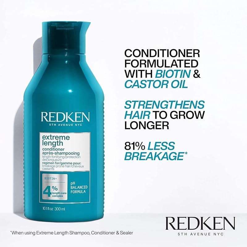 Redken Extreme Length Biotin Shampoo & Conditioner Set For Longer Hair – Promotes Healthy Hair Growth, Strengthens Damaged Hair, Prevents Hair Breakage, Infused With Biotin - Image 4