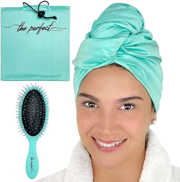 Microfiber Hair Towel Wrap with Wet & Dry Detangling Brush – Fast Drying Anti-Frizz Hair Drying Turban for Curly, Wavy and Straight Hair – Gentle Absorbent Hair Care for Women, Girls and Kids - Image 1
