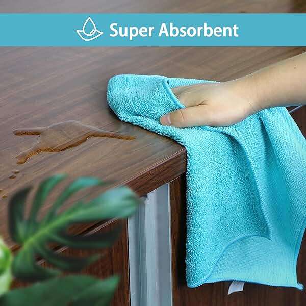 HOMEXCEL Microfiber Cleaning Cloth,12 Pack Cleaning Rags, Cleaning Towels with 4 Color Assorted, 11.5"X11.5"(Green/Blue/Yellow/Pink) - Image 5