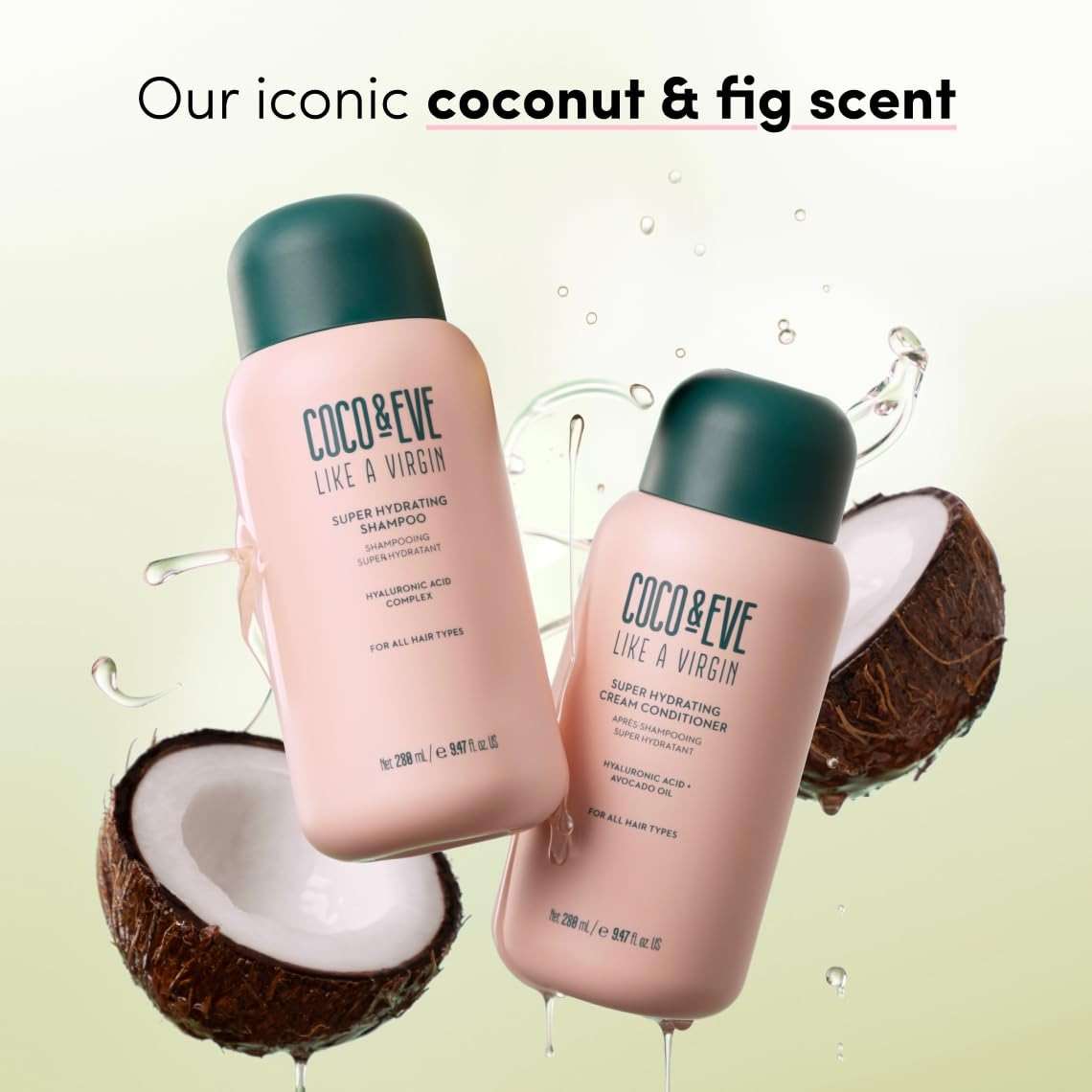 Coco & Eve Like a Virgin Shampoo & Conditioner Bundle Set - Natural, Sulfate free Hair Care with Argan Oil, Coconut and Avocado Oil | For Dry Damaged, Color Treated Hair | Anti Frizz (8.4 fl oz each) - Image 3