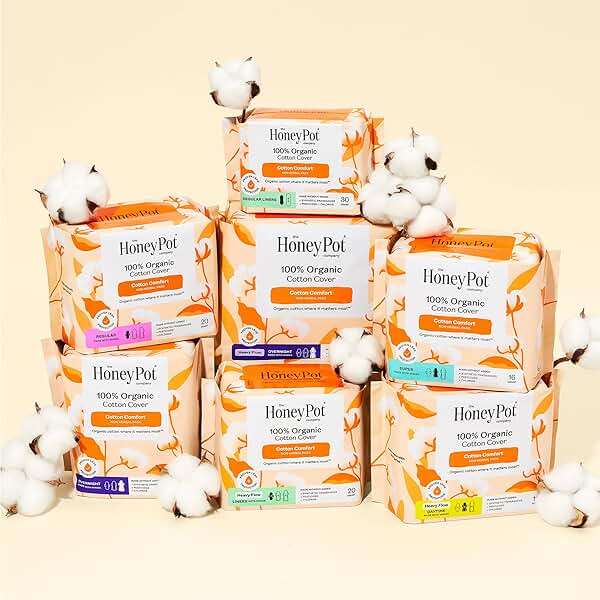 The Honey Pot Company - Sanitary Pads for Women - Non-Herbal Overnight w/Wings - Organic Cotton Cover, & Ultra-Absorbent Pulp Core - Feminine Care - 12 ct - Image 9