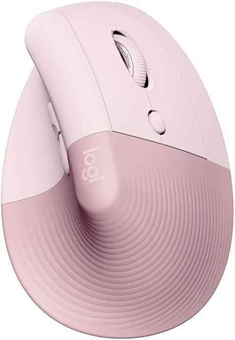 Logitech Lift Vertical Ergonomic Mouse, Wireless, Bluetooth or Logi Bolt USB Receiver, Quiet clicks, 6 Buttons, Compatible with Windows/macOS/iPadOS, Laptop, PC - Rose - Product Image