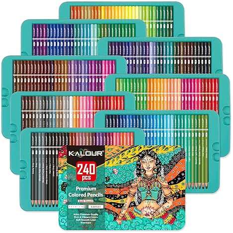 KALOUR Professional Colored Pencils,Set of 240 Colors,Artists Soft Core with Vibrant Color,Ideal for Drawing Sketching Shading,Coloring Pencils for Adults Artists Beginners - Image 1