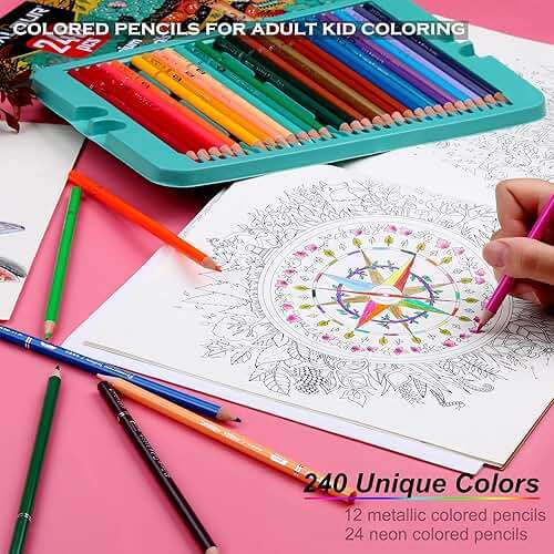 KALOUR Professional Colored Pencils,Set of 240 Colors,Artists Soft Core with Vibrant Color,Ideal for Drawing Sketching Shading,Coloring Pencils for Adults Artists Beginners - Image 3