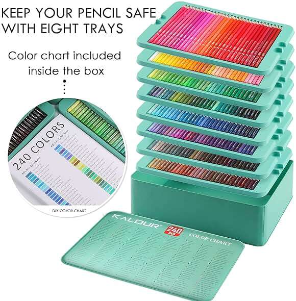 KALOUR Professional Colored Pencils,Set of 240 Colors,Artists Soft Core with Vibrant Color,Ideal for Drawing Sketching Shading,Coloring Pencils for Adults Artists Beginners - Image 5