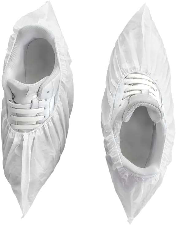 Greenour Shoe Covers Disposable 100 PCS (50 Pairs) Waterproof and Durable for Indoors Plastic Boot Covers White - Image 4