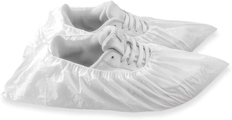 Greenour Shoe Covers Disposable 100 PCS (50 Pairs) Waterproof and Durable for Indoors Plastic Boot Covers White - Image 5