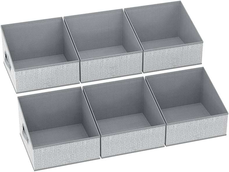 DIMJ Closet Storage Bins - Fabric Storage Baskets for Shelves, Collapsible Closet Organizers and Storage with Handles, Trapezoid Shelf Organization Storage Cubes for Purse, Toys, Books, Towel, Socks - Image 1