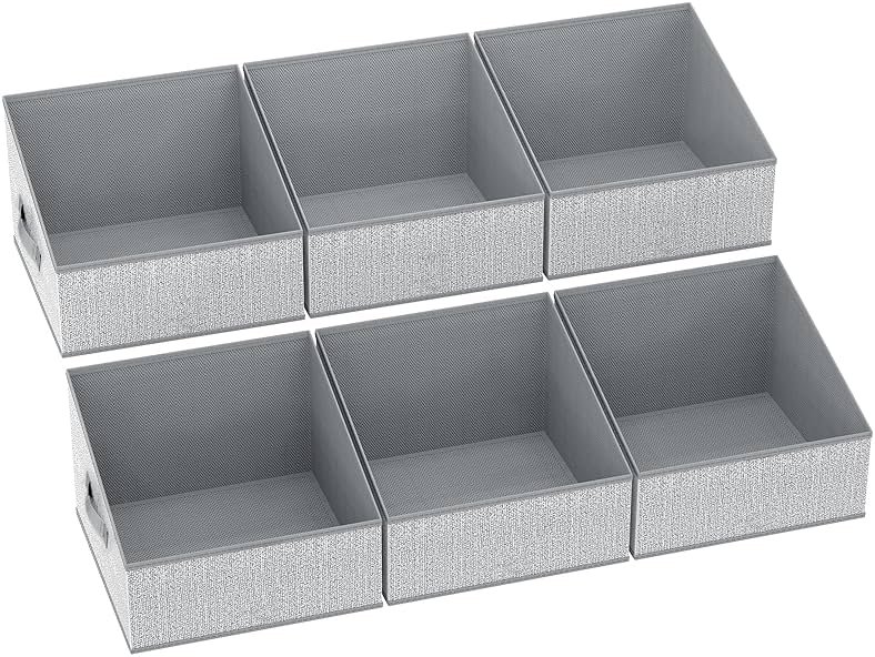 DIMJ Closet Storage Bins - Fabric Storage Baskets for Shelves, Collapsible Closet Organizers and Storage with Handles, Trapezoid Shelf Organization Storage Cubes for Purse, Toys, Books, Towel, Socks - Product Image