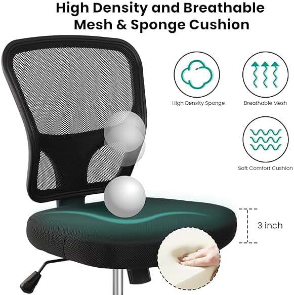 Armless Drafting Chair Tall Office Chair Adjustable Height High Back Ergonomic Desk Chair Drafting Stool Rolling Bar Stools Chairs with Footrest and Wheels - Image 4