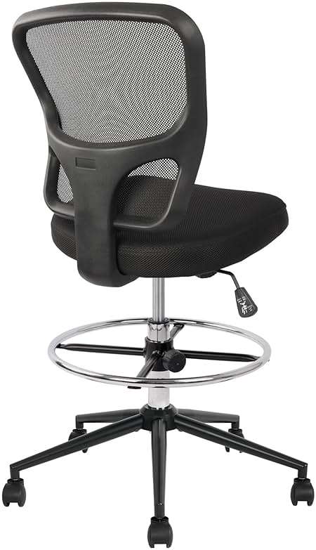 Armless Drafting Chair Tall Office Chair Adjustable Height High Back Ergonomic Desk Chair Drafting Stool Rolling Bar Stools Chairs with Footrest and Wheels - Image 6