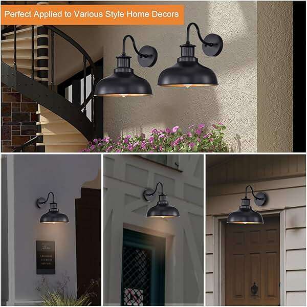 Diyel Outdoor Barn Light Outdoor Wall Sconce Farmhouse Rustic Exterior Wall Mount Lights Vintage Outside Lighting Fixture Industrial Black Lantern Works with Gooseneck Barn Porch Entryway Garage Shed - Image 6