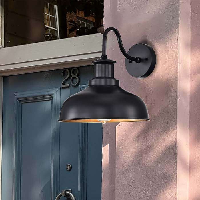 Diyel Outdoor Barn Light Outdoor Wall Sconce Farmhouse Rustic Exterior Wall Mount Lights Vintage Outside Lighting Fixture Industrial Black Lantern Works with Gooseneck Barn Porch Entryway Garage Shed - Image 7