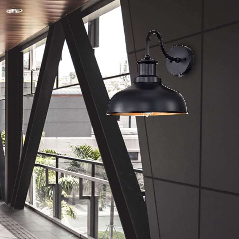 Diyel Outdoor Barn Light Outdoor Wall Sconce Farmhouse Rustic Exterior Wall Mount Lights Vintage Outside Lighting Fixture Industrial Black Lantern Works with Gooseneck Barn Porch Entryway Garage Shed - Image 9