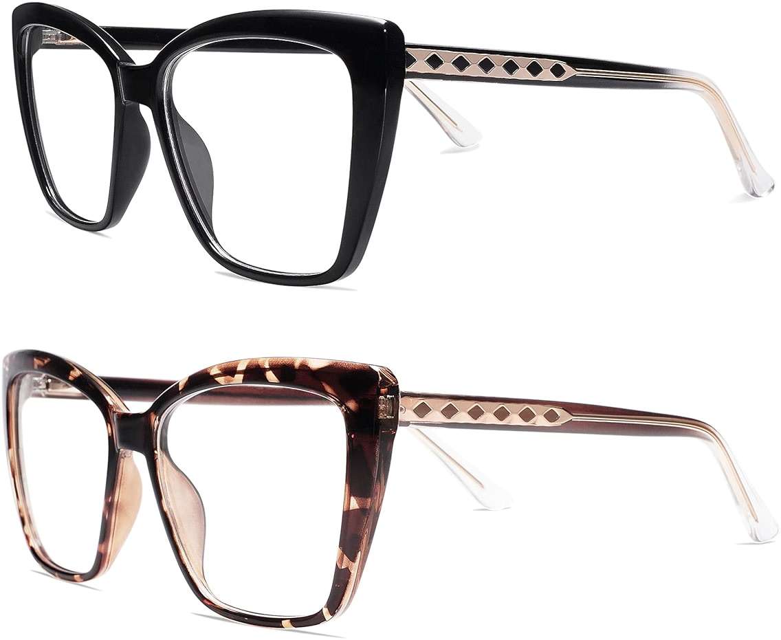 AMOMOMA Trendy TR90 Oversized Blue Light Reading Glasses Women,Stylish Square Cat Eye Glasses AM6031 - Image 3