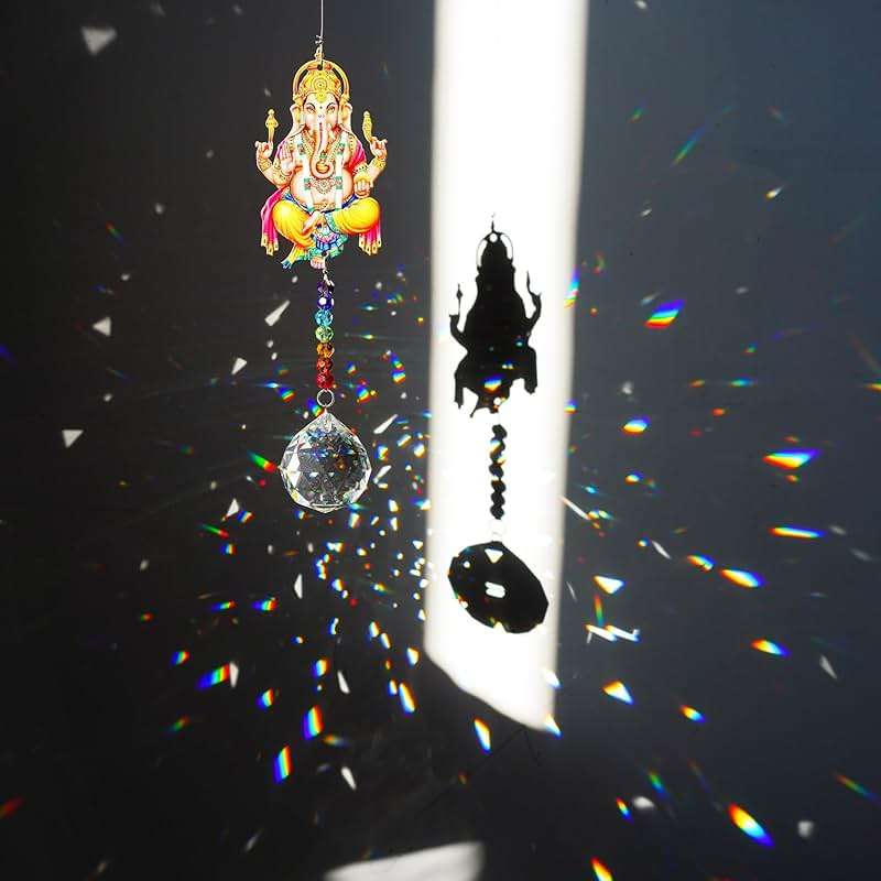 8inch Elephant God Prism Suncatcher Hindu Ganesha Protection Charm Decor Window Garden Wall Hanging Crystal Pendant for Christmas Tree - Image 2