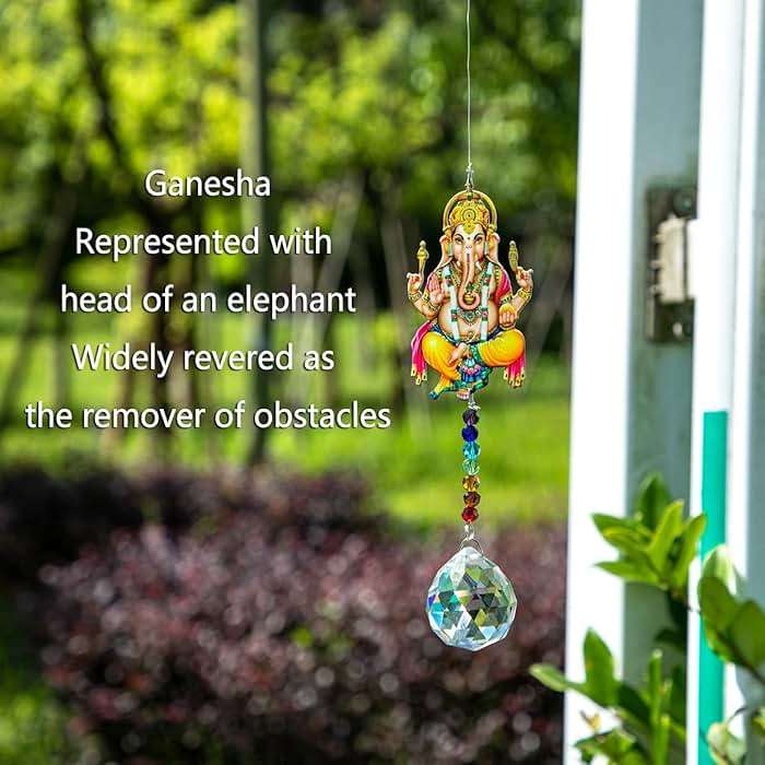 8inch Elephant God Prism Suncatcher Hindu Ganesha Protection Charm Decor Window Garden Wall Hanging Crystal Pendant for Christmas Tree - Image 6
