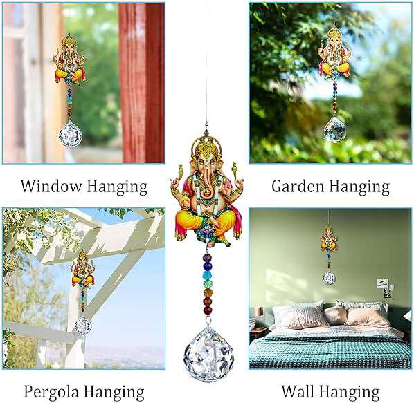 8inch Elephant God Prism Suncatcher Hindu Ganesha Protection Charm Decor Window Garden Wall Hanging Crystal Pendant for Christmas Tree - Image 8
