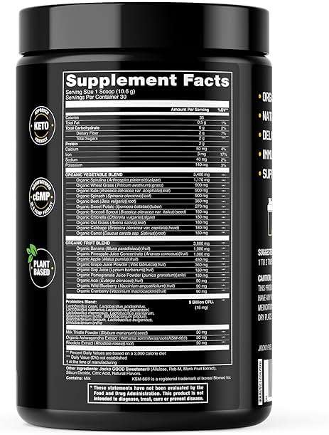 Jocko Fuel Daily Greens Powder - Premium Organic Greens Superfood Powder for Gut Health, Digestion, Bloating, Immune Support with Spirulina, Chlorella, Digestive Enzymes, & Probiotics - 30 Servings - Image 3
