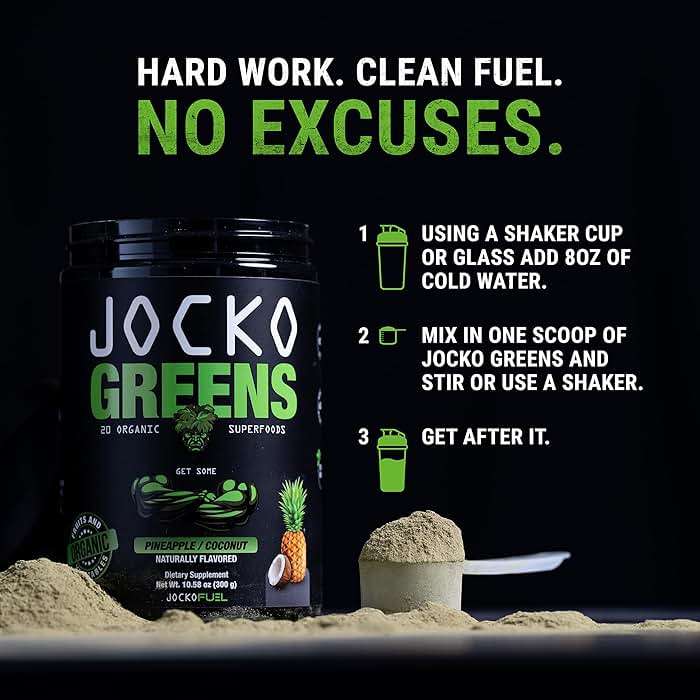 Jocko Fuel Daily Greens Powder - Premium Organic Greens Superfood Powder for Gut Health, Digestion, Bloating, Immune Support with Spirulina, Chlorella, Digestive Enzymes, & Probiotics - 30 Servings - Image 7