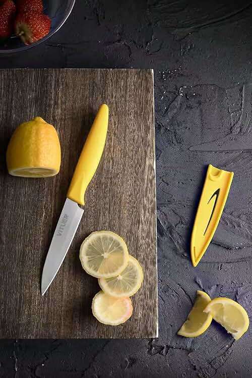 VITUER Paring knife, 4PCS Paring knives (4 Knives and 4 Knife cover), 4 Inch Peeling Fruit and Vegetable Knife, Ultra Sharp Kitchen Knives, German Steel, PP Plastic Handle - Image 2