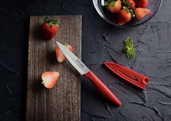 VITUER Paring knife, 4PCS Paring knives (4 Knives and 4 Knife cover), 4 Inch Peeling Fruit and Vegetable Knife, Ultra Sharp Kitchen Knives, German Steel, PP Plastic Handle - Image 3