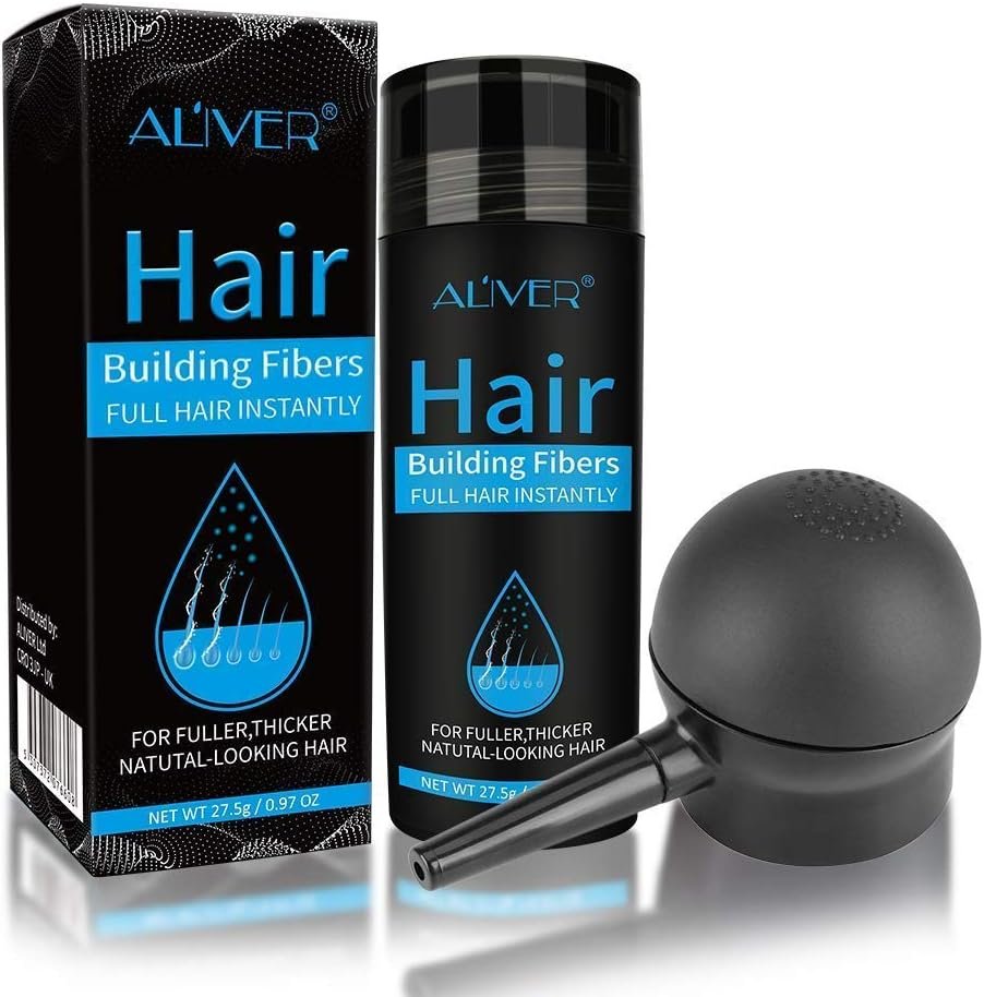 Hair Fibers for Thinning Hair With Spray,Undetectable Natural Formula,Thicker Fuller Hair in 15 Seconds,Instantly Conceal & Thicken Thinning or Balding Hair Areas,For Men&Women,Black - Product Image