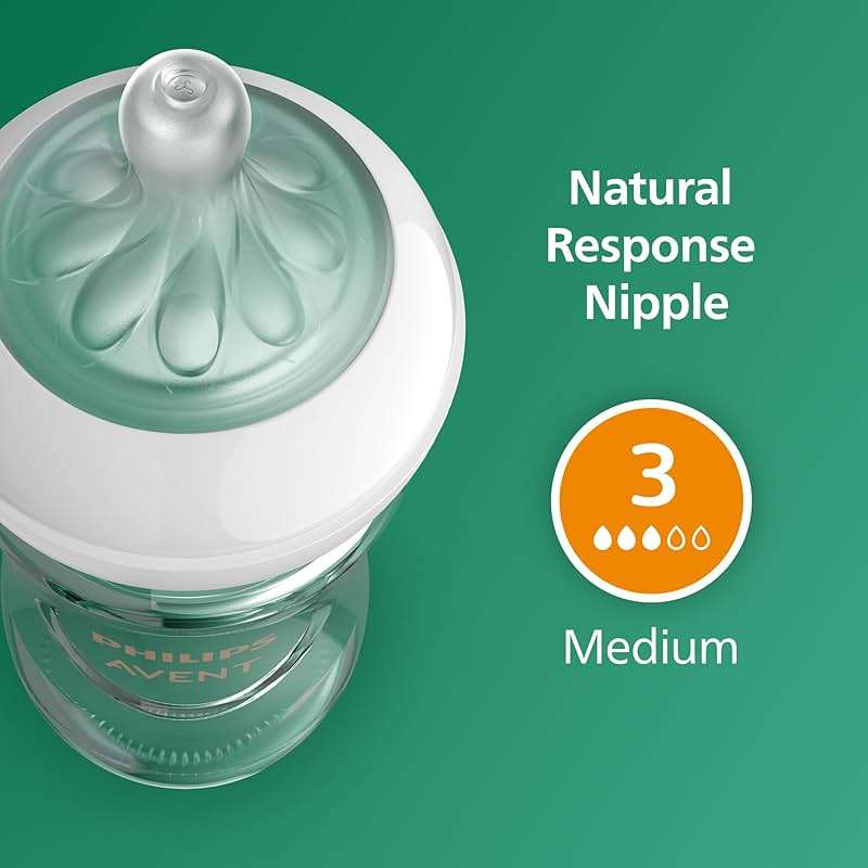 Philips Avent Natural Glass Baby Bottles with Natural Response Nipples (Medium Flow, Flow 3), 8oz, 4-Pack, SCY913/04 - Image 7