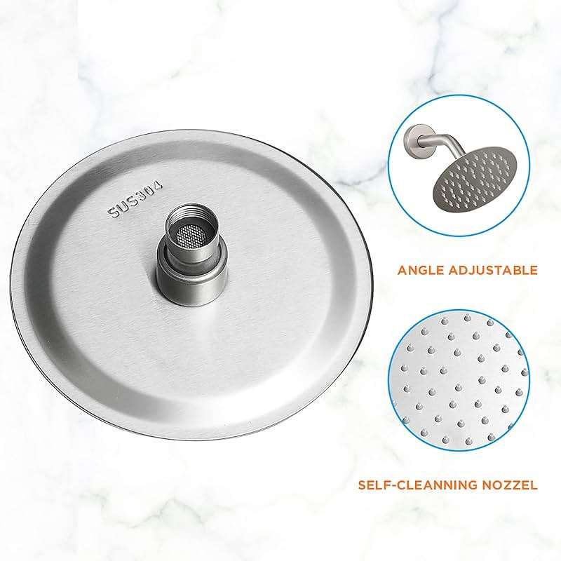 Shower Head And Faucet Set Complete With 6 Inch High Pressure Rain Shower Head Brushed Nickel Shower Fixtures With Valve Trim kit Regaderas Para bBaño Modernas - Image 4