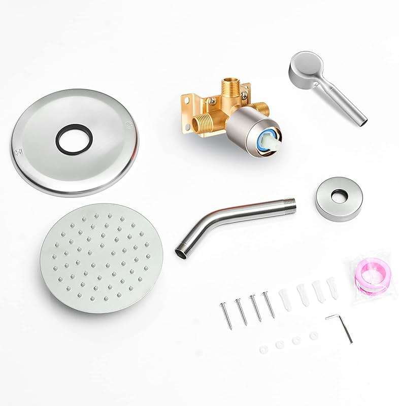 Shower Head And Faucet Set Complete With 6 Inch High Pressure Rain Shower Head Brushed Nickel Shower Fixtures With Valve Trim kit Regaderas Para bBaño Modernas - Image 7