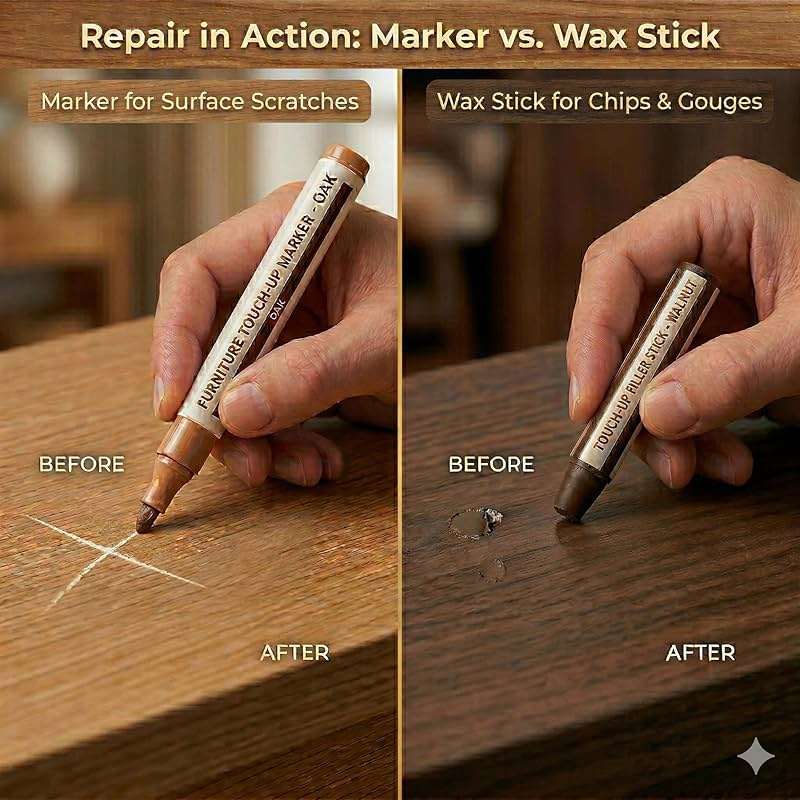 Lifreer Furniture Markers Touch Up Kit, 21 Pcs Wood Scratch Repair Kit with 10 Color Touch Up Pens, Wax Filler Sticks & Sharpener for Wood Floors, Cabinets, Tables, Desks & Bedposts - Image 5