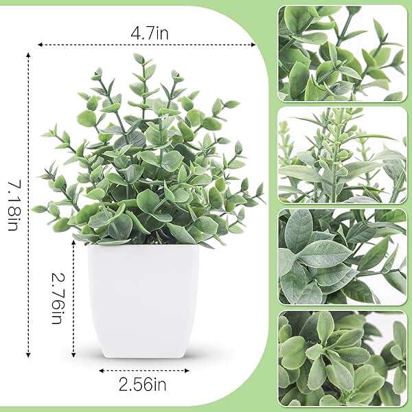 Der Rose 4 Pack Fake Plants Mini Artificial Greenery Potted Plants for Home Decor Indoor Office Table Room Farmhouse Bathroom Decor - Image 3