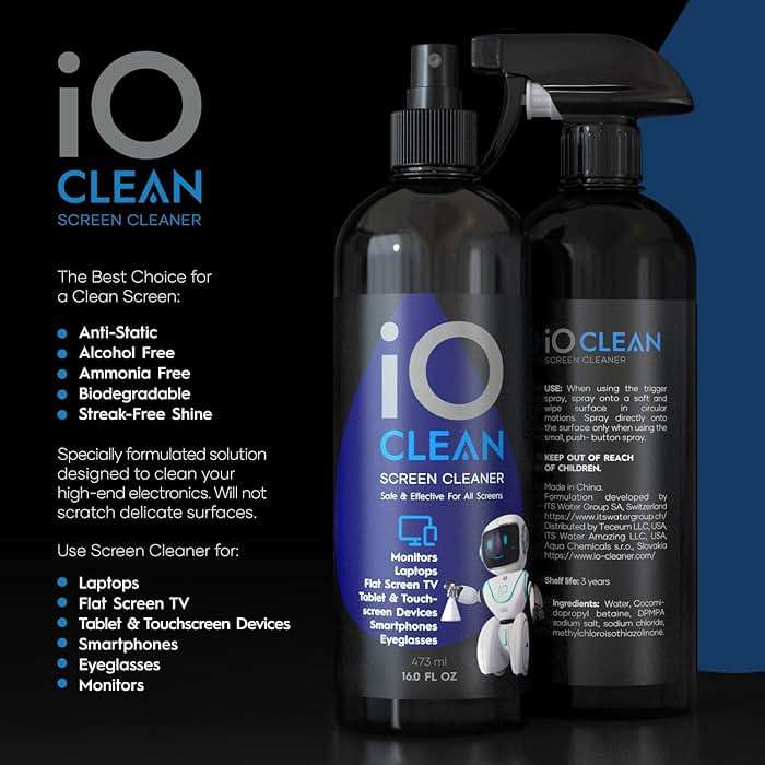 Screen Cleaner Spray (16oz - 473ml) – Best Large Cleaning Kit for LCD LED OLED TV, Smartphone, iPad, Laptop, Touchscreen, Computer Monitor, Electronic Devices, Microfiber Cloth Wipes and 2 Nozzles - Image 2