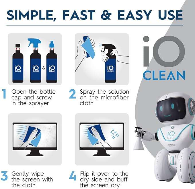 Screen Cleaner Spray (16oz - 473ml) – Best Large Cleaning Kit for LCD LED OLED TV, Smartphone, iPad, Laptop, Touchscreen, Computer Monitor, Electronic Devices, Microfiber Cloth Wipes and 2 Nozzles - Image 4