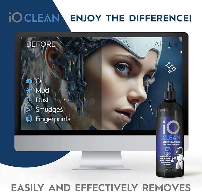 Screen Cleaner Spray (16oz - 473ml) – Best Large Cleaning Kit for LCD LED OLED TV, Smartphone, iPad, Laptop, Touchscreen, Computer Monitor, Electronic Devices, Microfiber Cloth Wipes and 2 Nozzles - Image 5