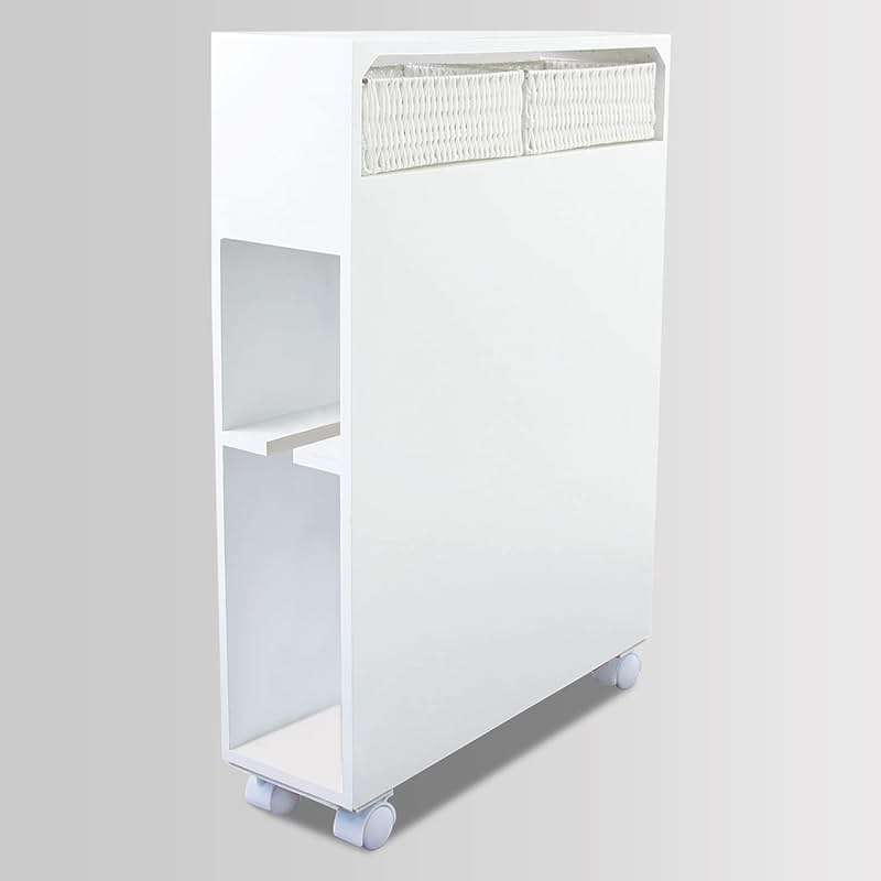 MASAKA B&W Movable Bathroom Storage Cabinet with 2 Drawers and Shelf, Toilet Paper Storage, Corner Shelves, Bathroom Furniture Sets, Side Organizer Toilet - Image 10