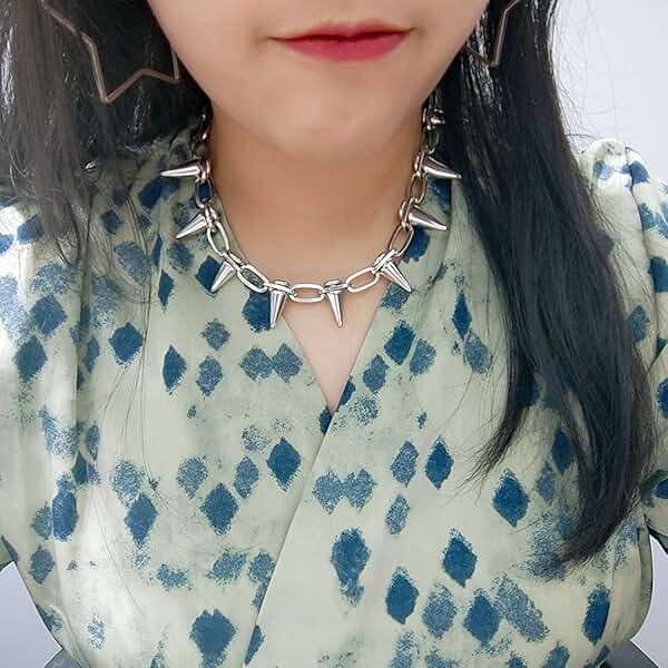 Reaowazo Spike Chokers for Women Choker Goth Necklaces Mens Chain Choker Collar Punk Streetwear Handmade Adjustable Vintage Rivet Jewelry - Image 3
