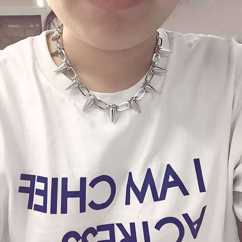 Reaowazo Spike Chokers for Women Choker Goth Necklaces Mens Chain Choker Collar Punk Streetwear Handmade Adjustable Vintage Rivet Jewelry - Image 4